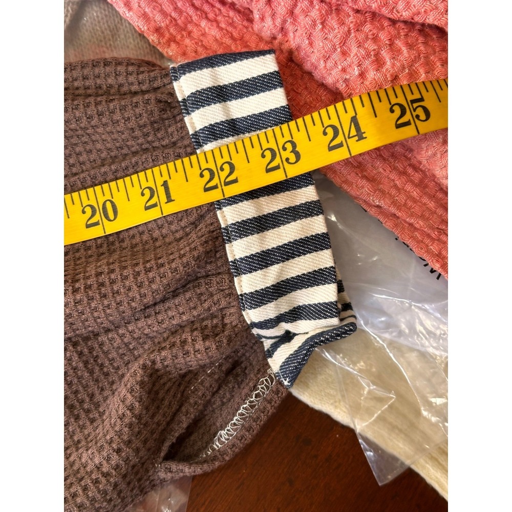 POL NWT Striped Waffle Knit Patchwork Button‎ Up … - image 10